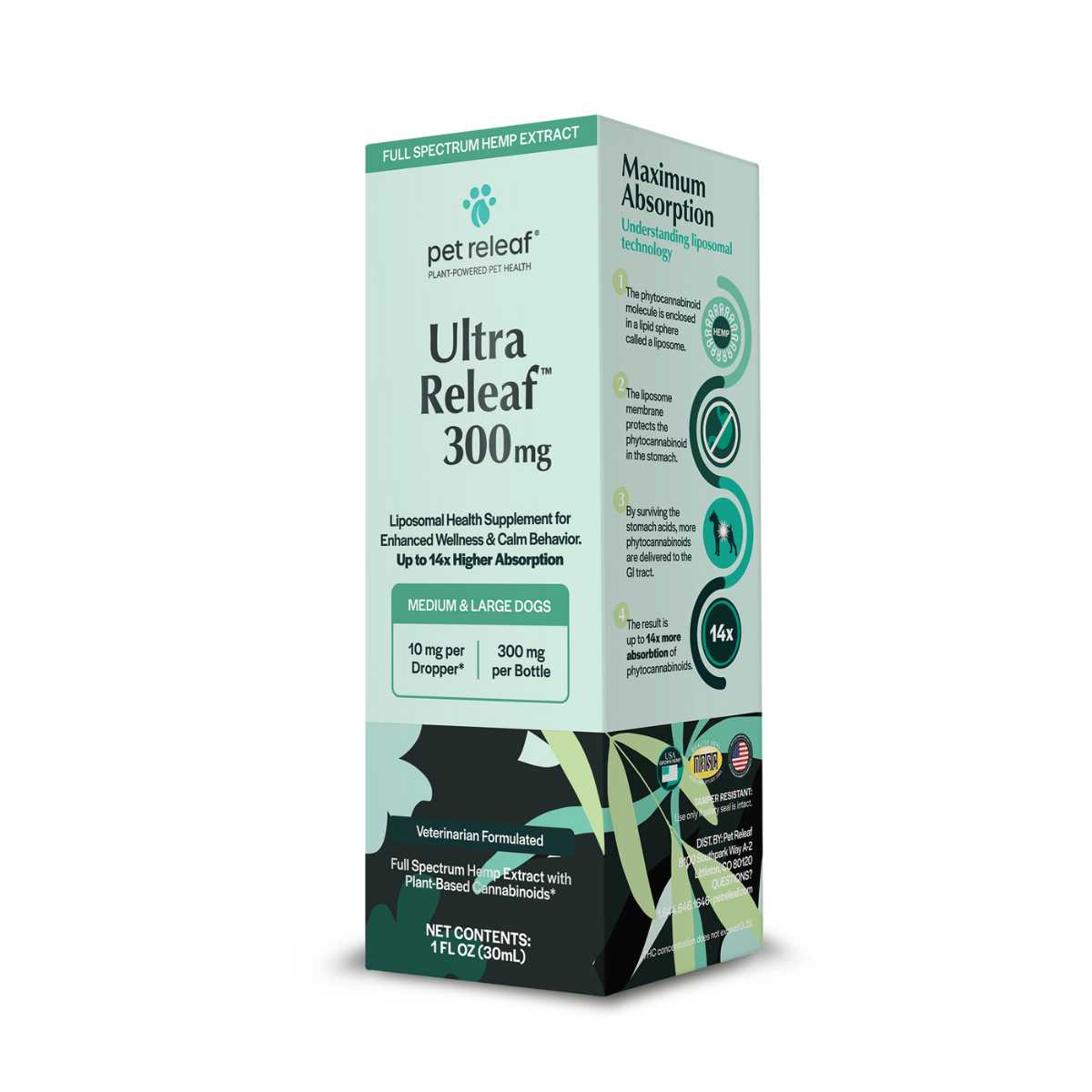 Pet Releaf Ultra Releaf Hemp Oil 300 mg CBD-1 oz Bottle