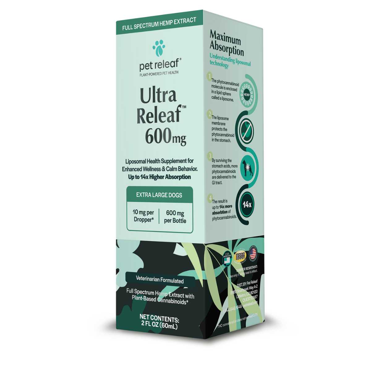 Pet Releaf Ultra Releaf Hemp Oil 600 mg CBD-1 oz Bottle