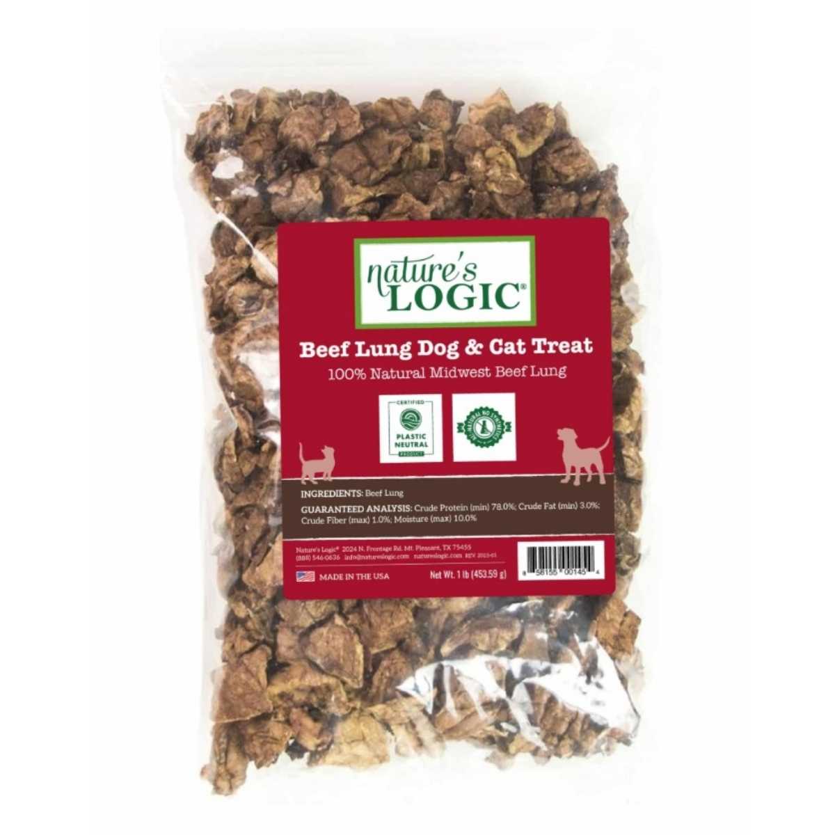 Nature's Logic Canine All Natural Beef Lung Treat-1 lb Bag