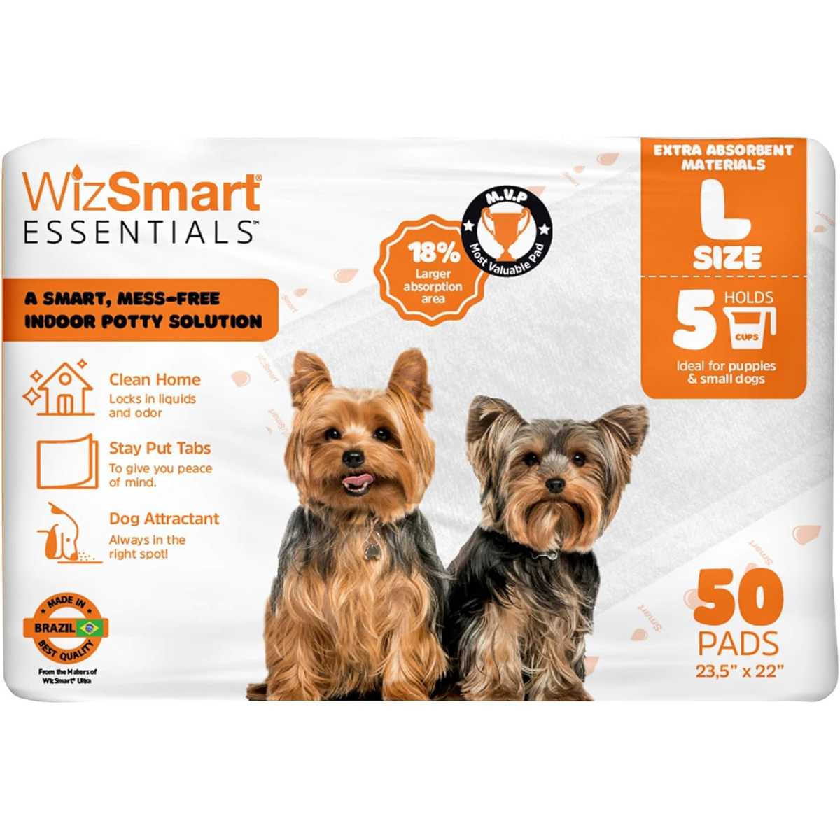 Wizsmart Essentials Pee Pads-Large- 50 ct Bag (6/CS)