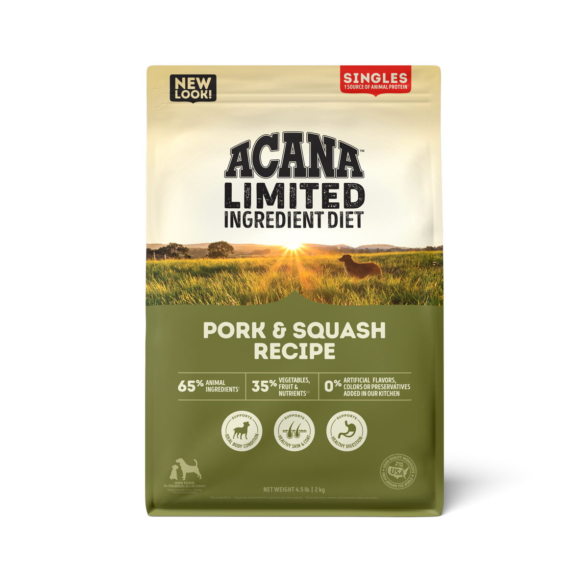 Acana Dog Grain Free Singles Pork & Squash-4.5 lb Bag