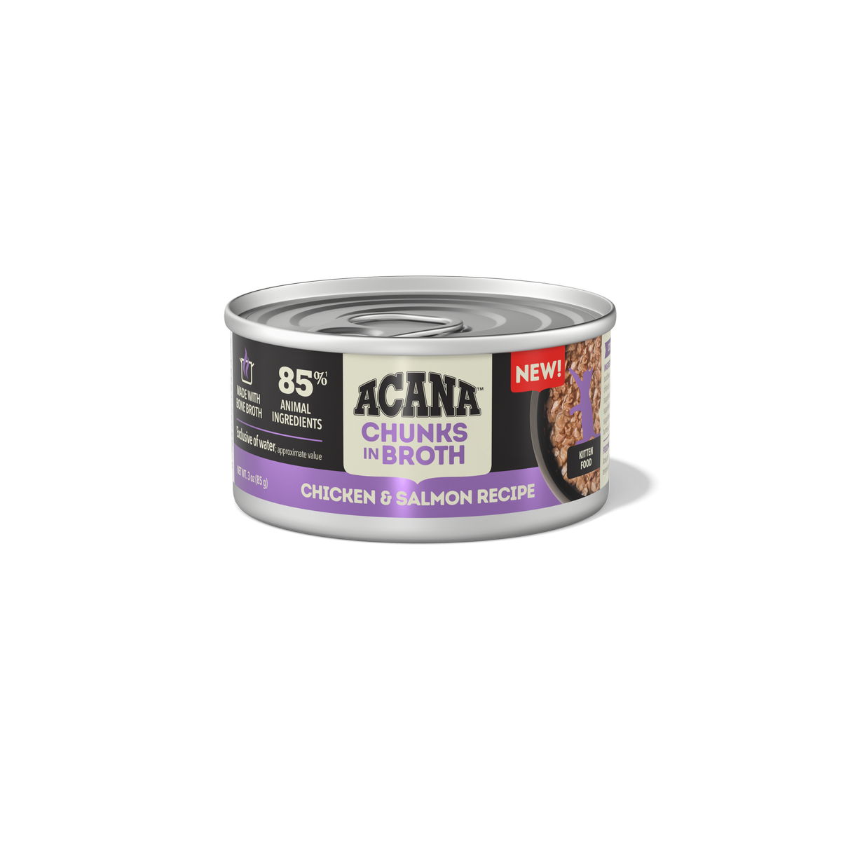 Acana Cat Wet Kitten Chunks in Broth Chicken & Salmon-24/3 oz Cans