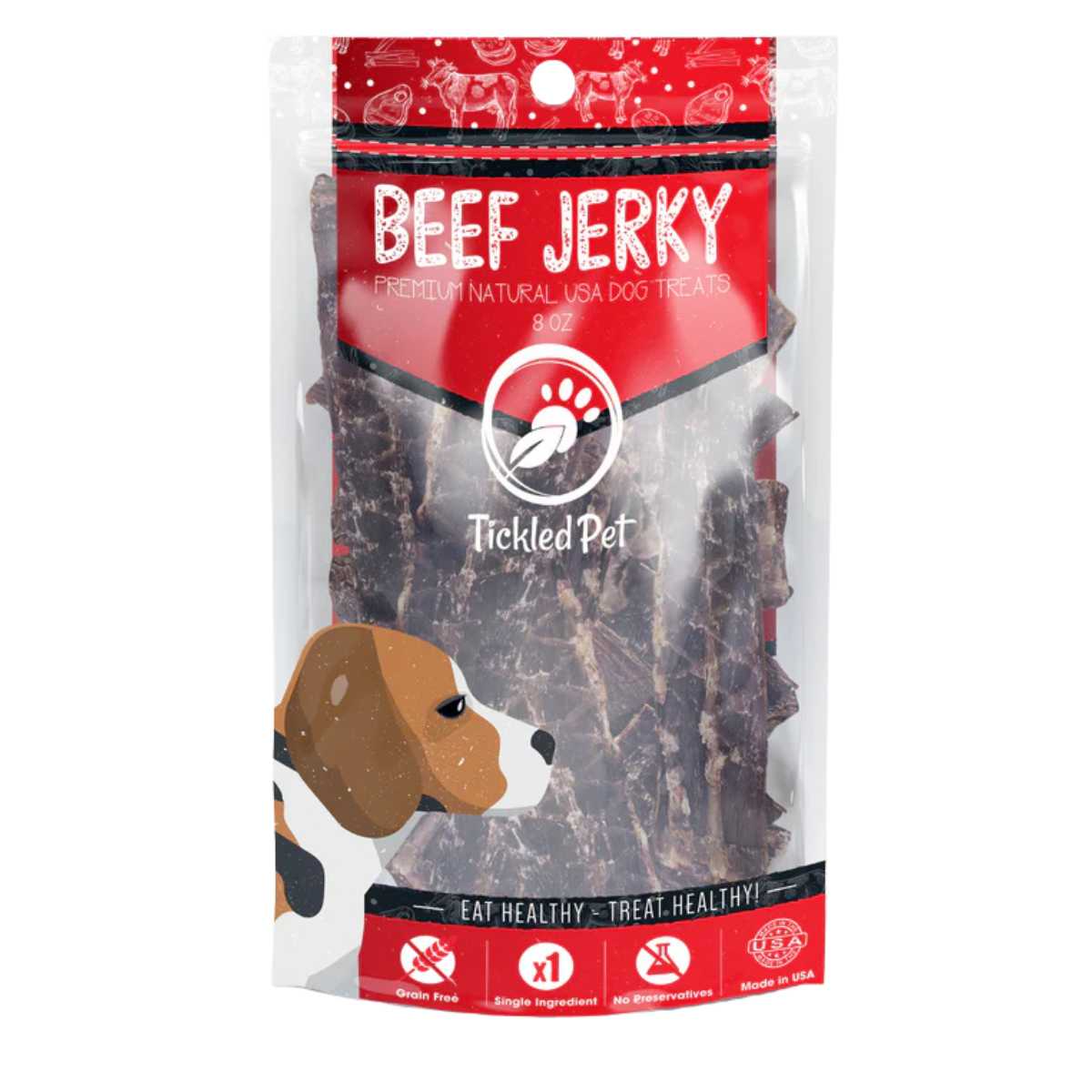Tickled Pet Premium USA Beef Jerky-8 oz Bag
