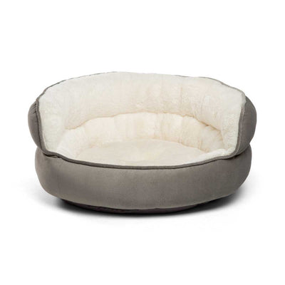 Charming Pet Throne Iian Gray Jumbo dog bed with gray exterior and cream interior, front view