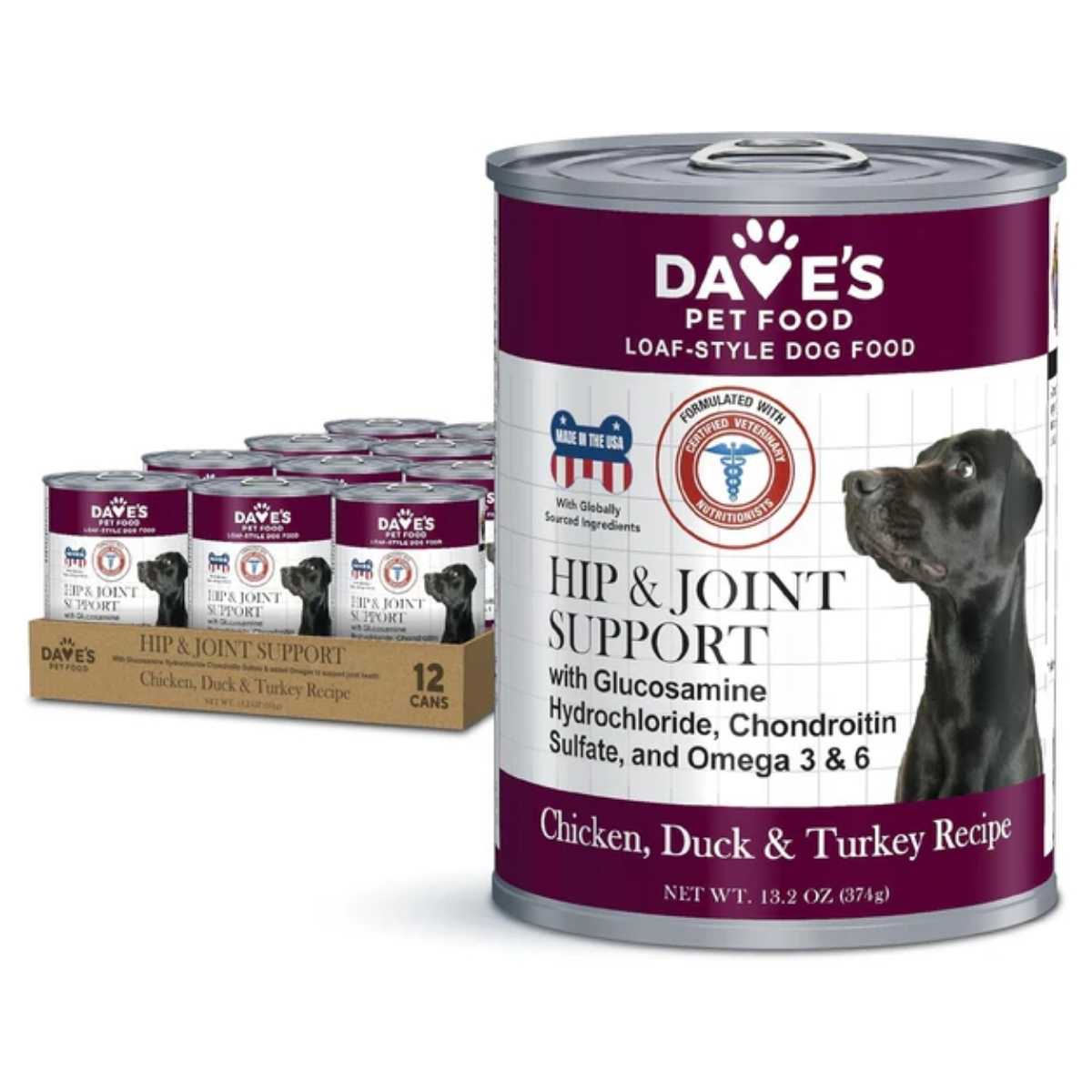 Dave's Pet Food Dog Hip & Joint Support Chicken, Duck & Turkey-12/13 oz Cans (prev Healthy Joint Formula)