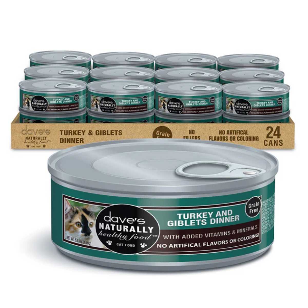 Dave's Pet Food Cat Naturally Healthy Turkey & Giblets Dinner-24/5.5 oz Cans