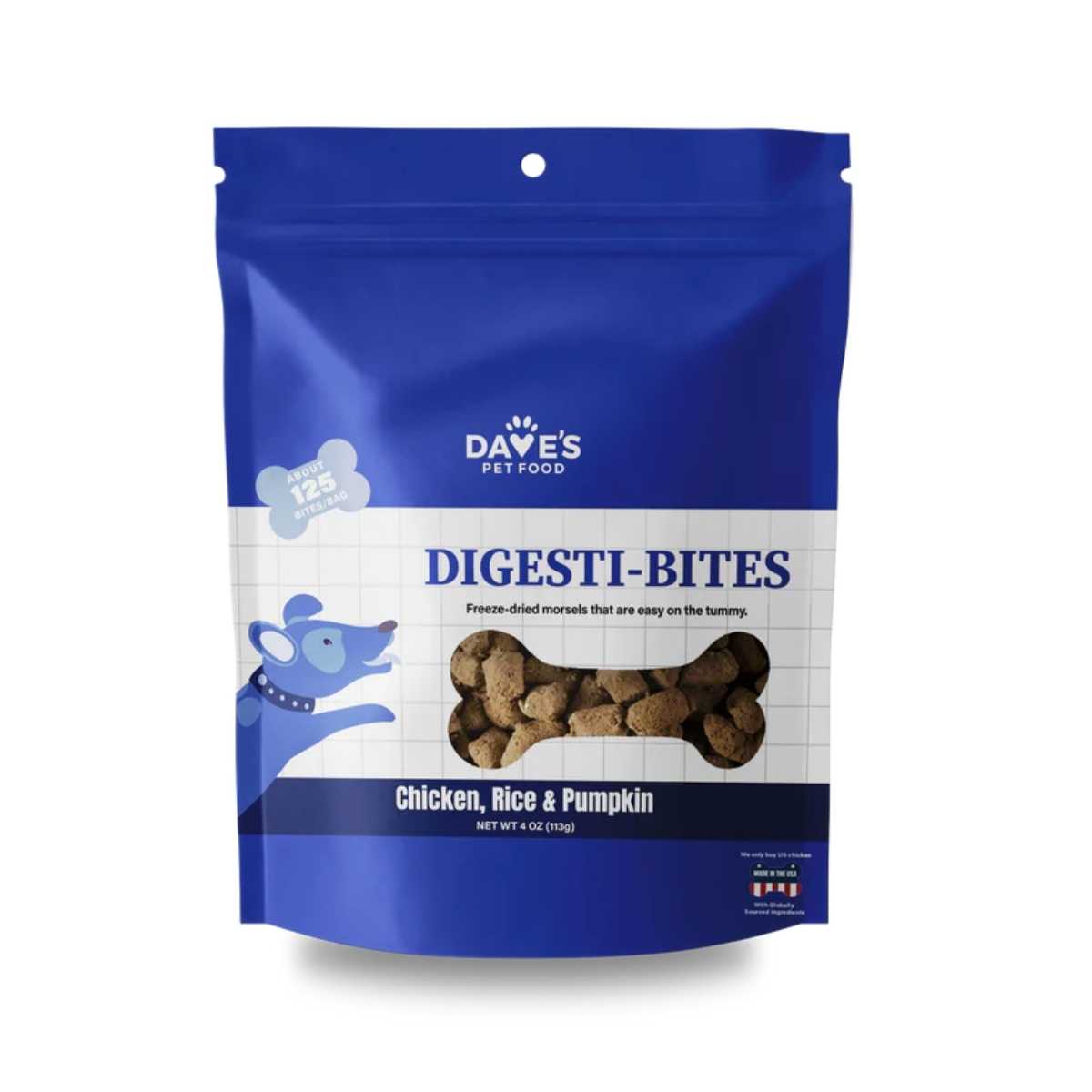 Dave's Pet Food Dog Digesti Bites Freeze Dried Rice