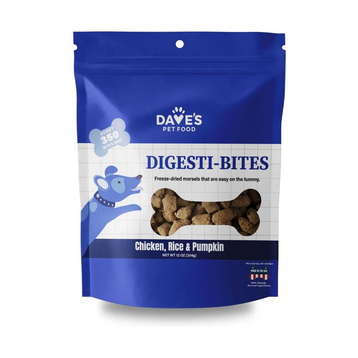 Dave's Pet Food Dog Digesti Bites Freeze Dried Rice