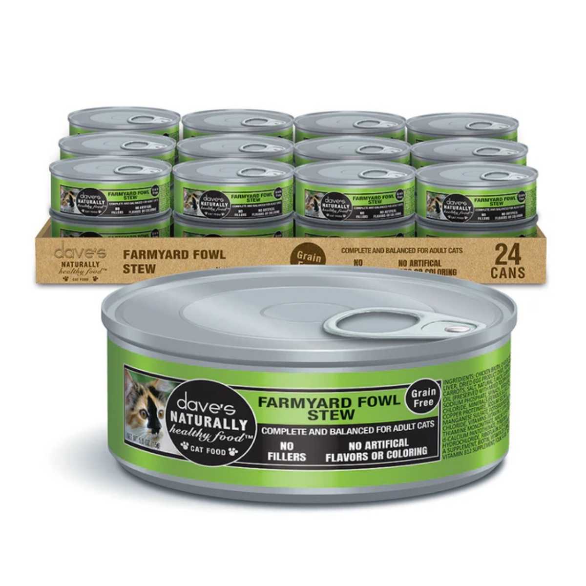 Dave's Pet Food Cat Grain Free Naturally Healthy Farmyard Fowl-24/5.5 oz Cans