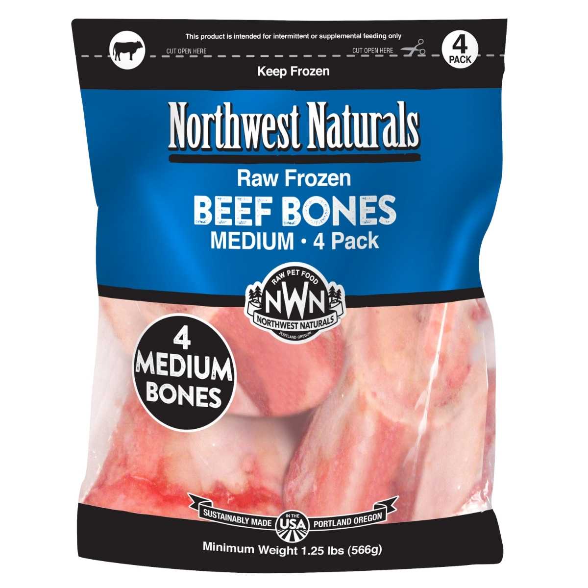 Northwest Naturals Frozen Medium 3-5" Beef Bone-4 ct Bag