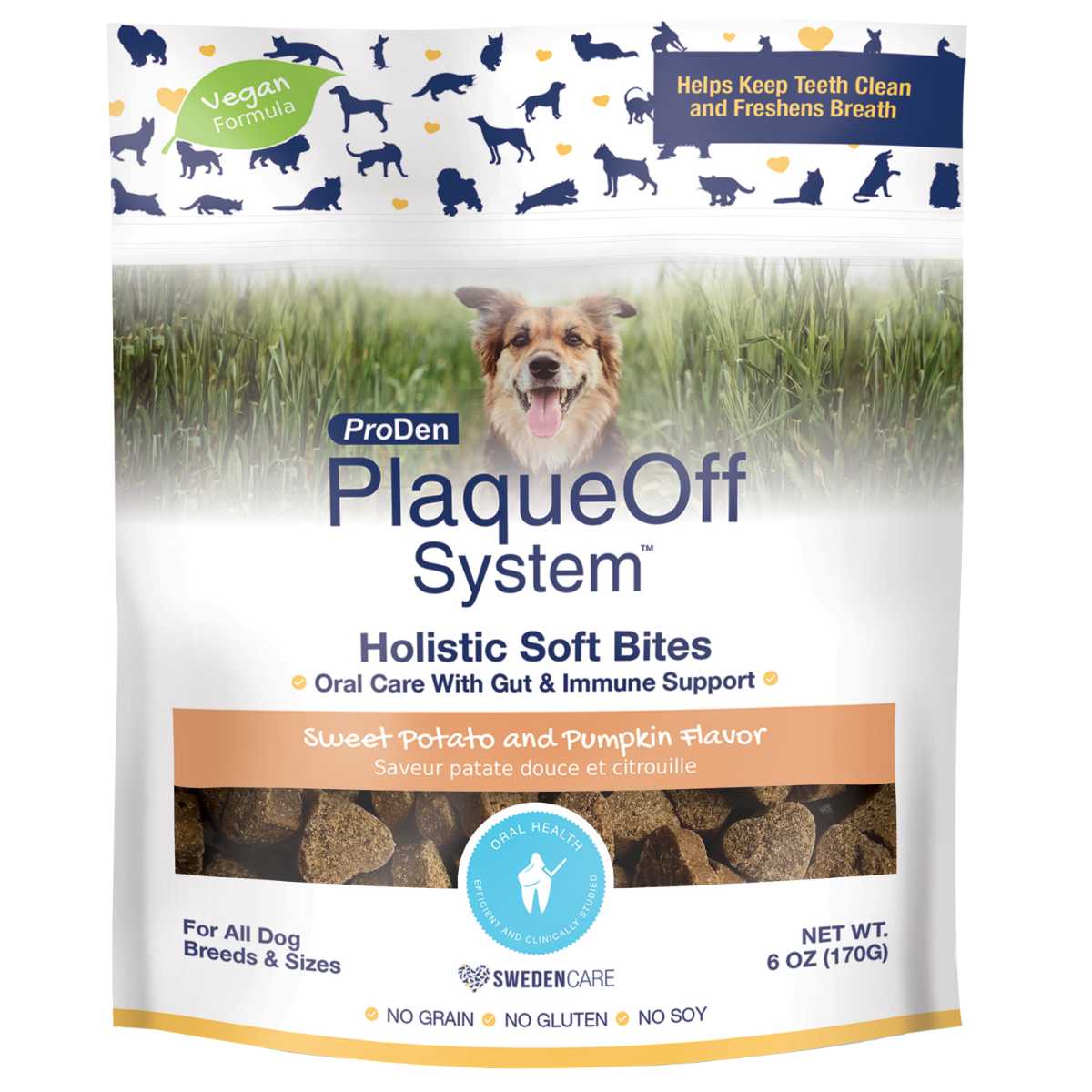 PlaqueOff Holistic Soft Bites Oral Care w/Gut & Immune Support for Dogs-6 oz Bag