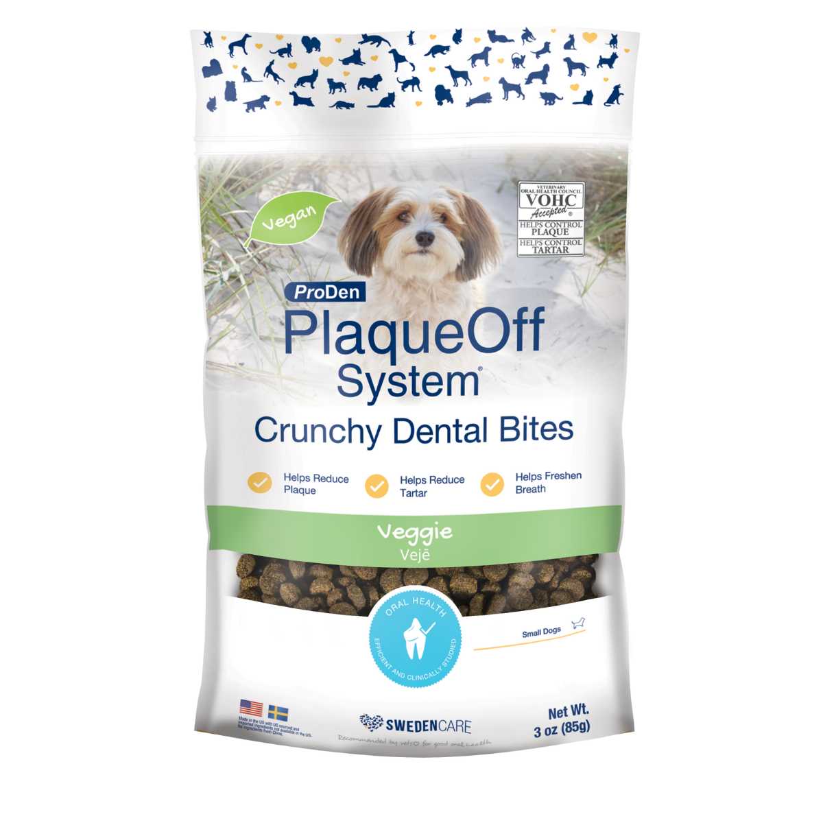 Swedencare Plaqueoff Crunchy Dental Bites Dog Veggie Flavor