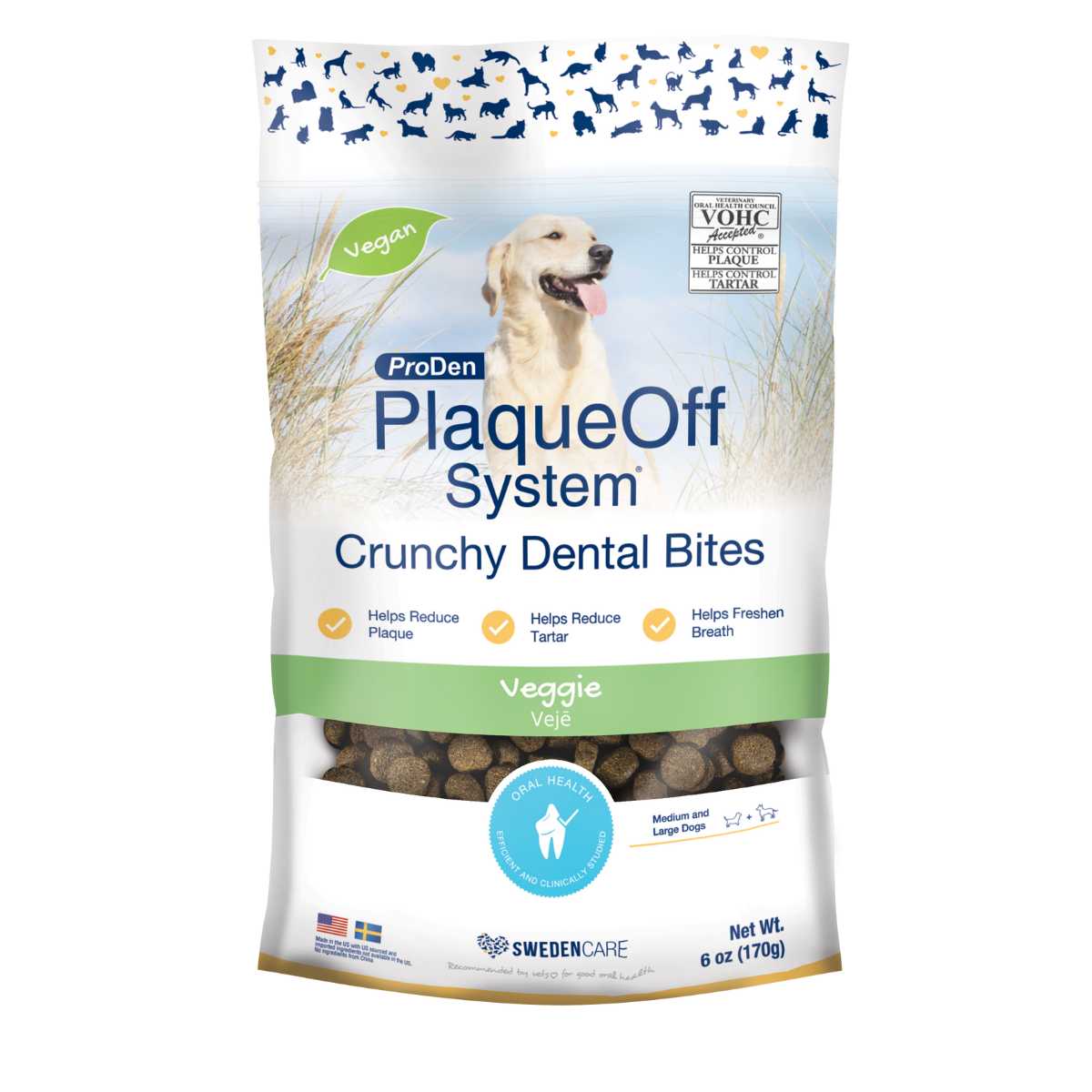 Swedencare Plaqueoff Crunchy Dental Bites Dog Veggie Flavor