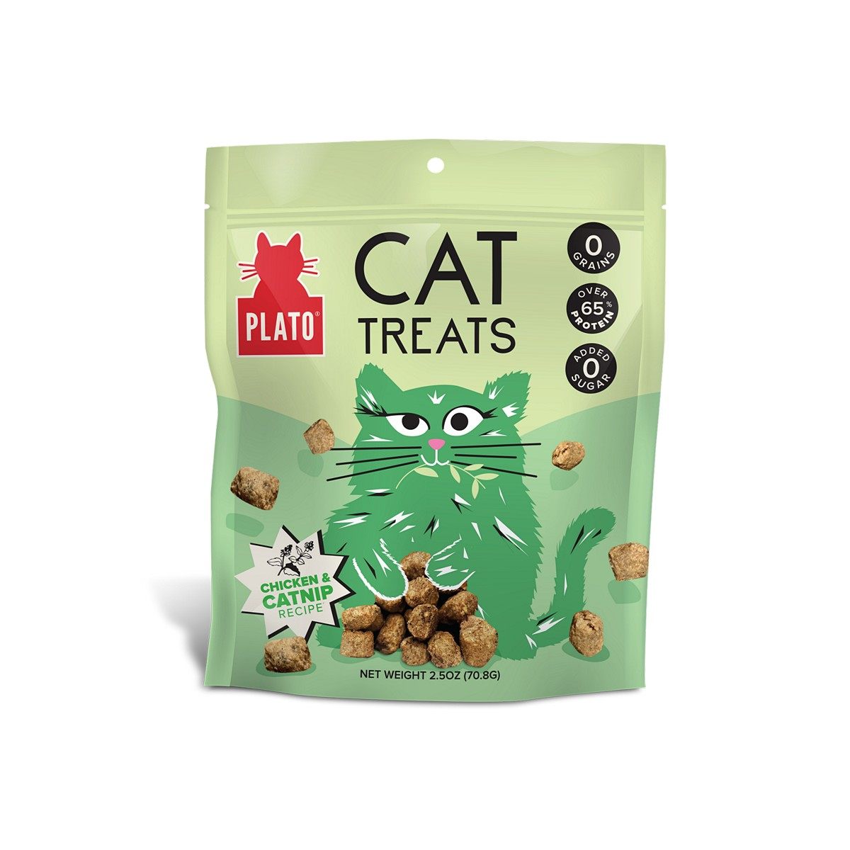 Plato Cat Treats Air-Dried Chicken with Catnip Recipe- 2.5 oz Bag