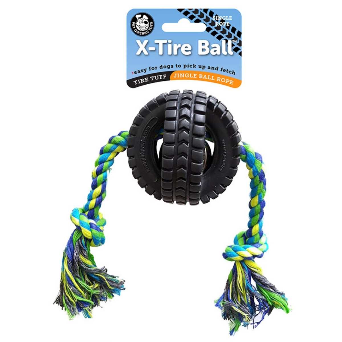 Pet Qwerks Jingle X-Tire w/ Rope-Small