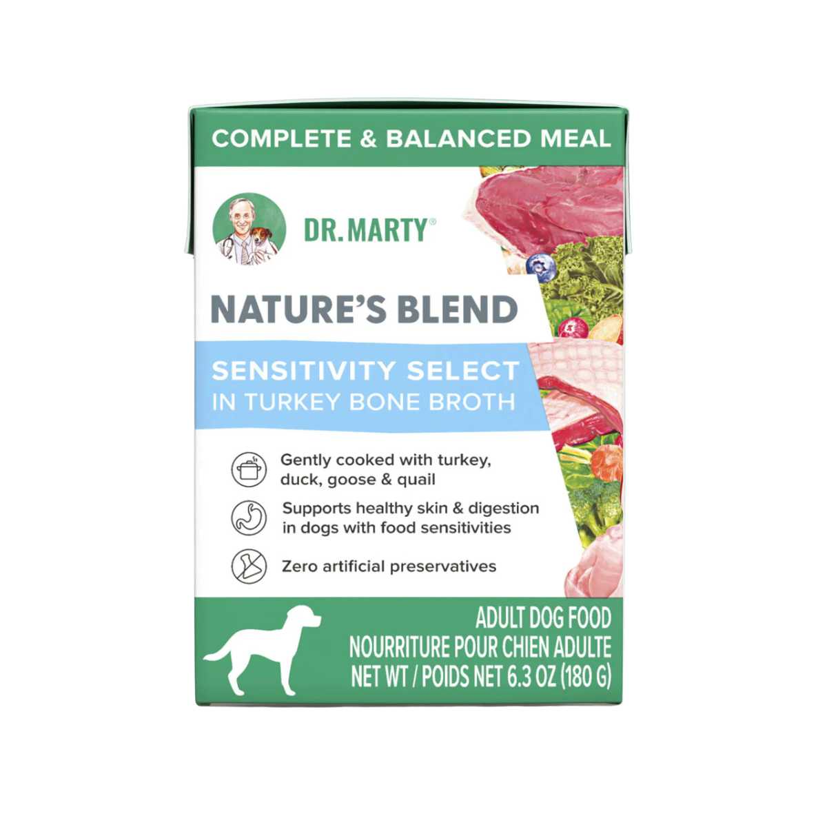 Dr. Marty Sensitivity Select Wet Food- 12/6.3 oz Tetra Packs