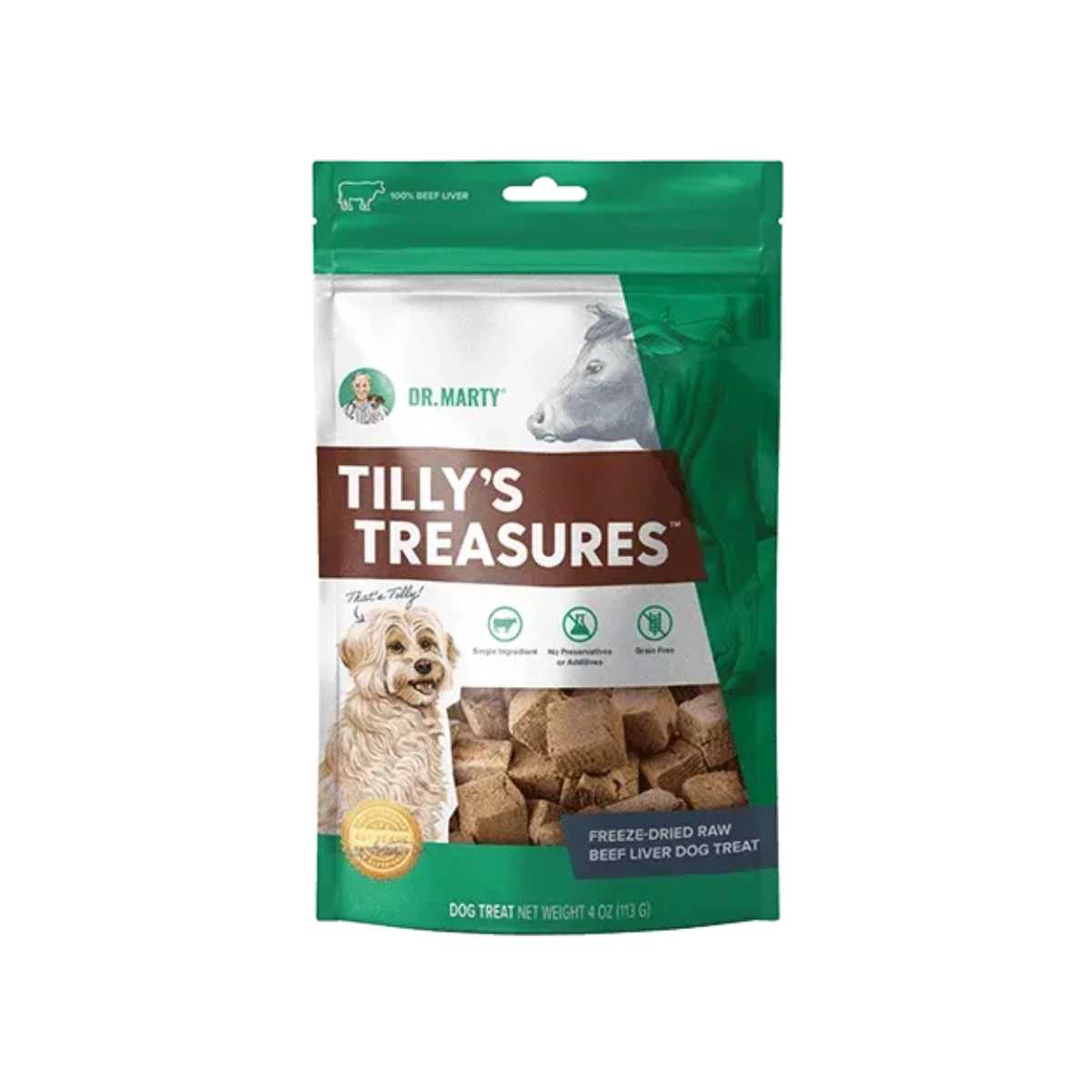 Dr. Marty Tilly's Treasures-100% Freeze-Dried Raw Beef Liver Dog Treats- 4 oz Bag