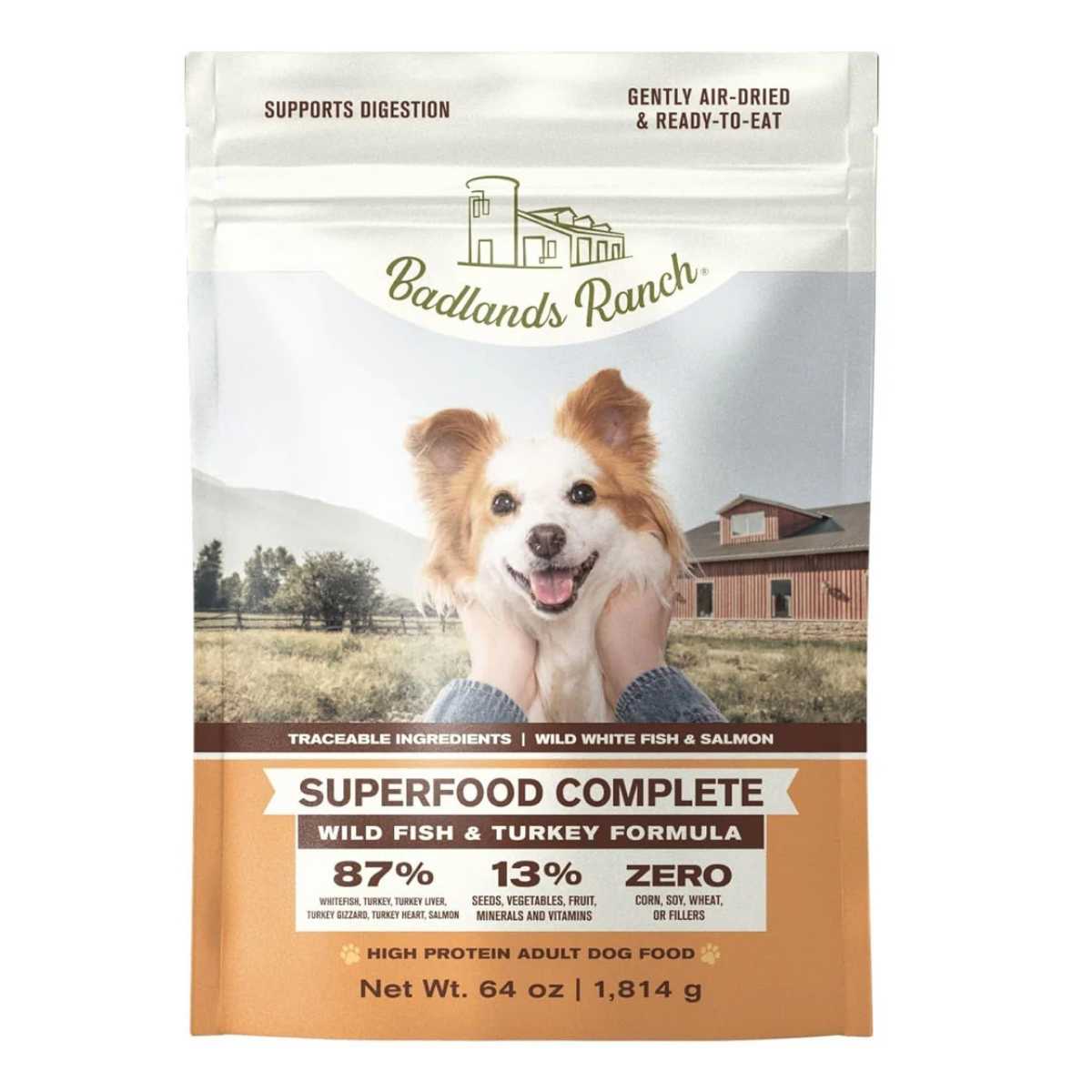 Badlands Ranch Air-Dried Food Superfood Complete Wild Fish & Turkey Food-64 oz Bag (4/CS)