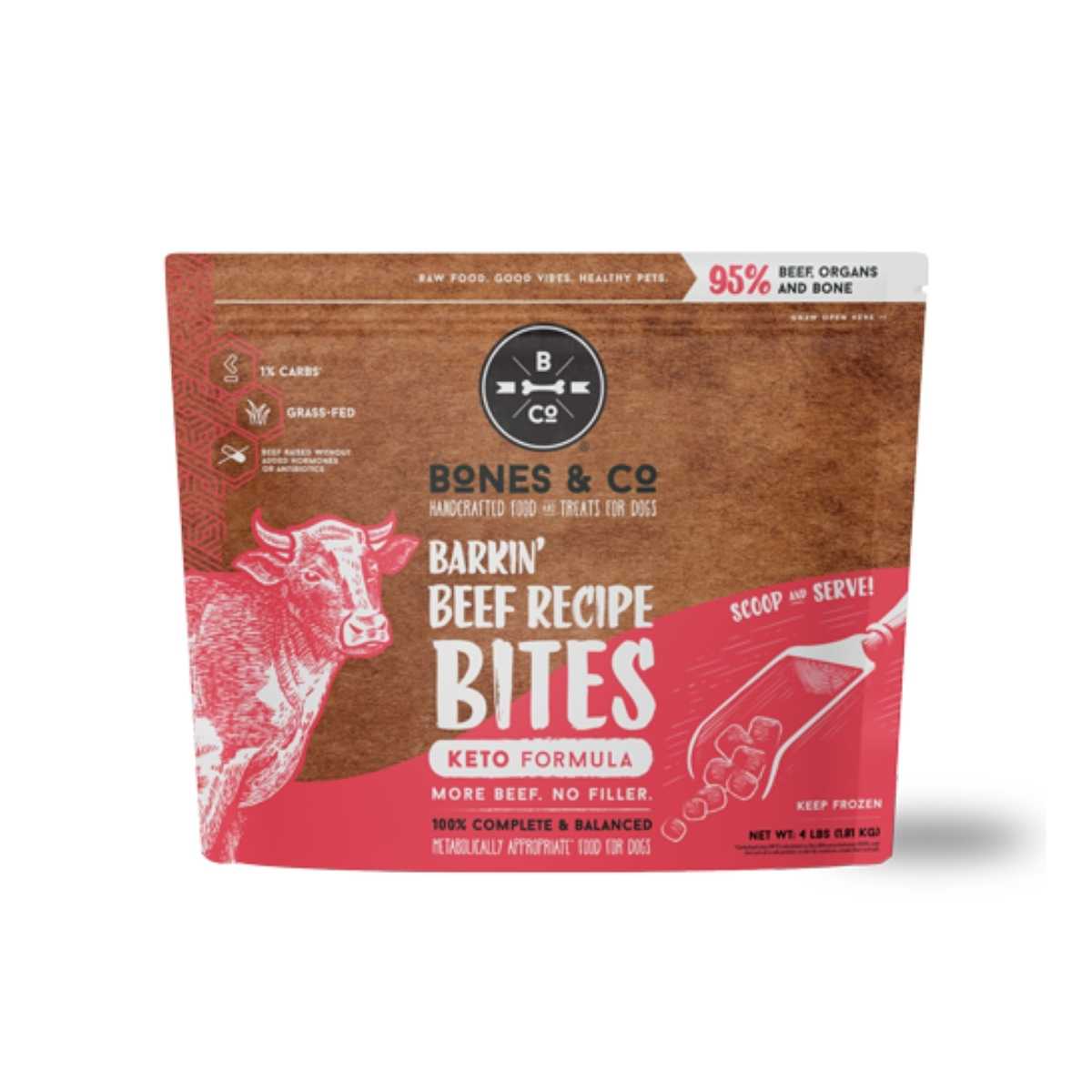 Bones & Co Frozen Raw Barkin' Beef Bites-4 lb Bag