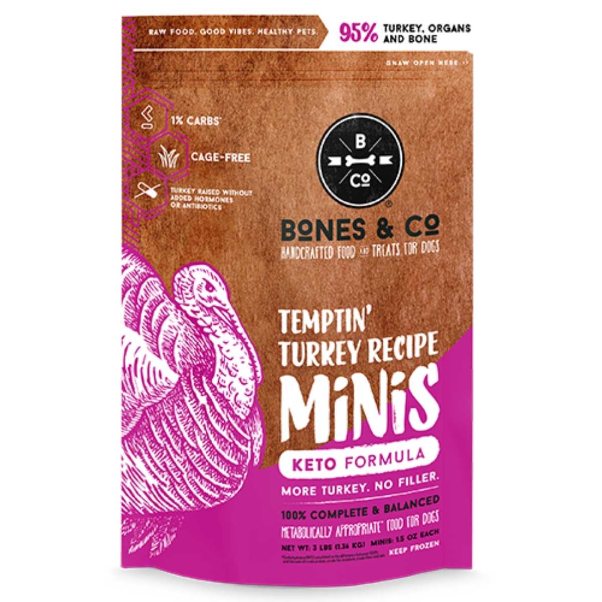 Bones & Co Frozen Raw Temptin' Turkey Recipe Minis-3 lb Bag