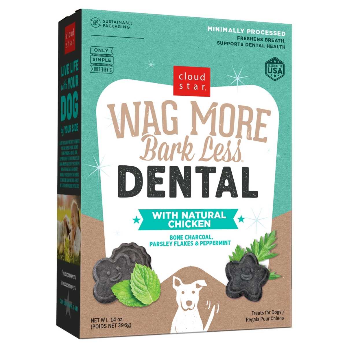Cloud Star WagMore Dental Chicken, Charcoal, Parsley, Mint-14 oz Box