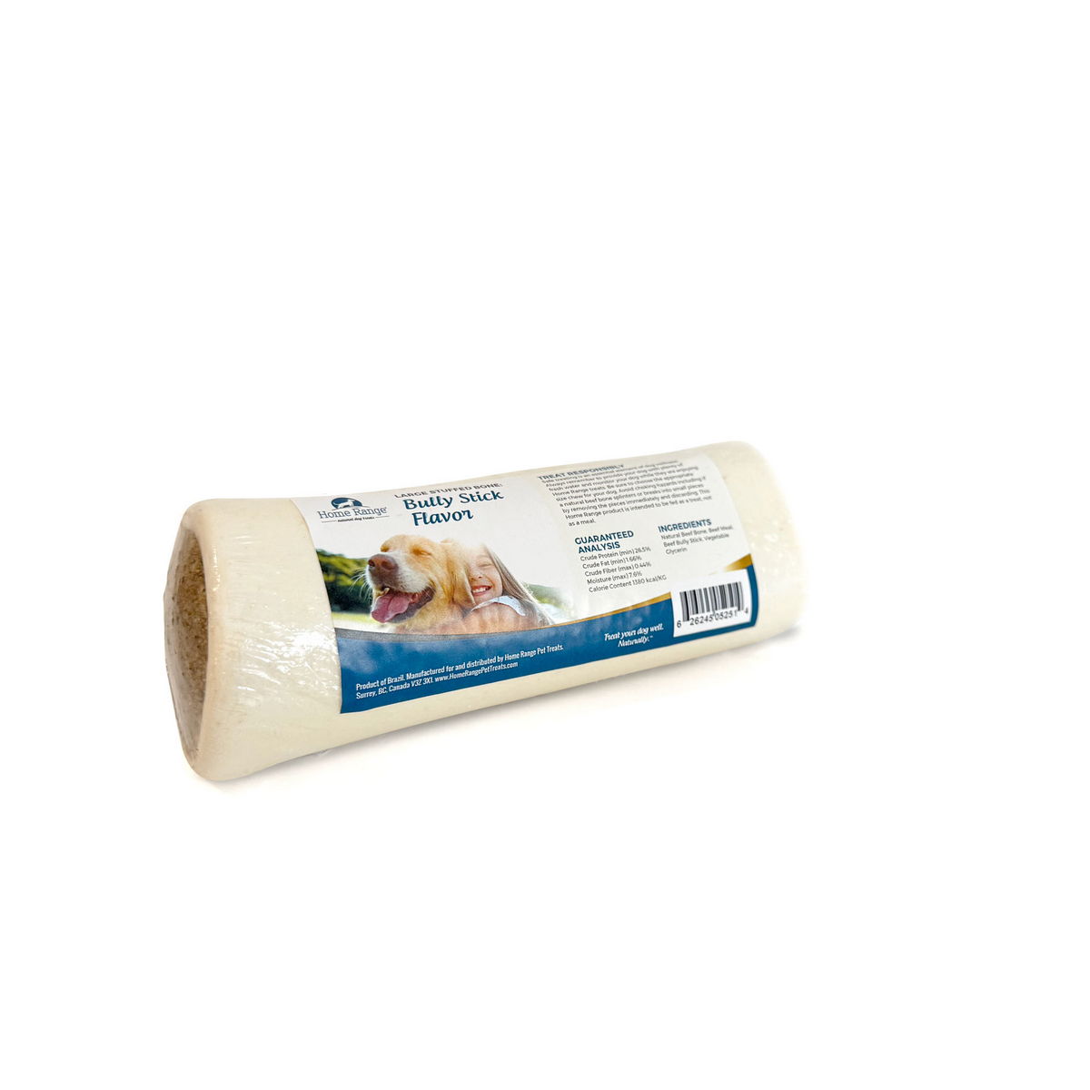 Home Range 6" Large Stuffed Bone Bully Stick Stuffing-16 ct