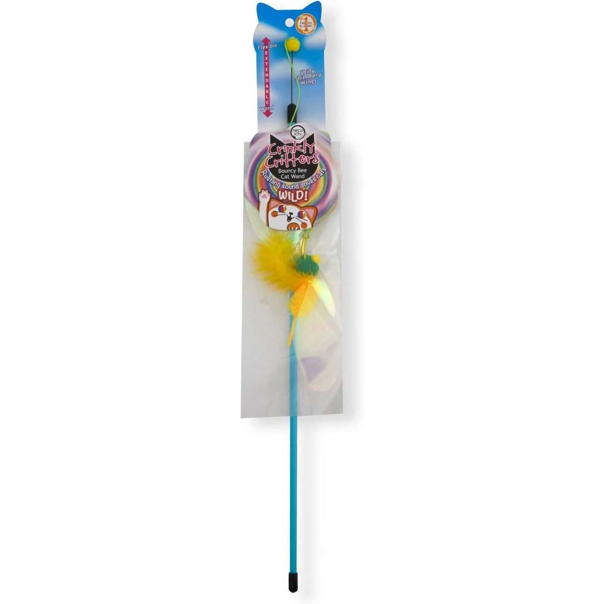 Necoichi Crinkly Critters Bouncy Bee Adjustable Cat Wand