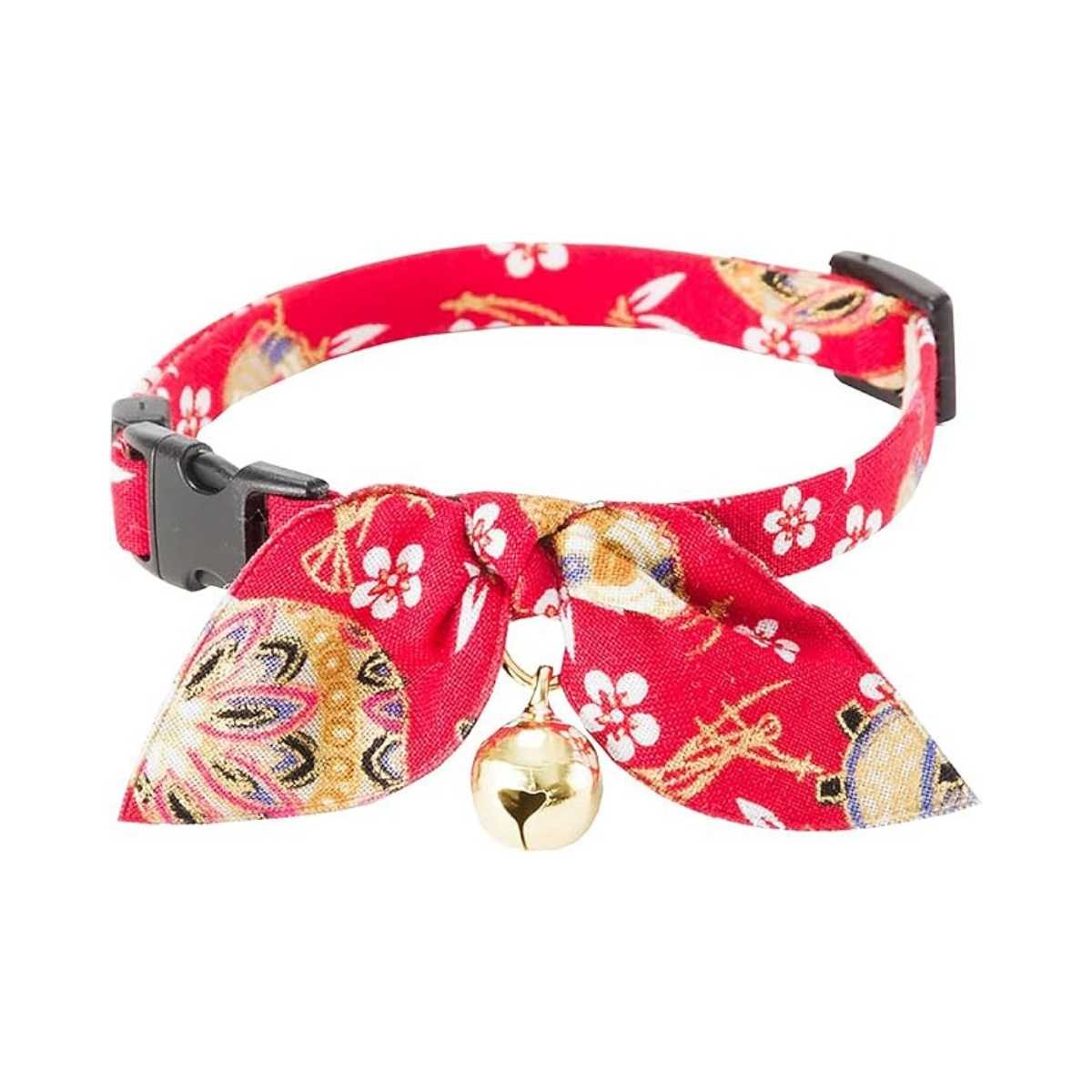 Necoichi Kimono Ribbon Cat Collar (Red)