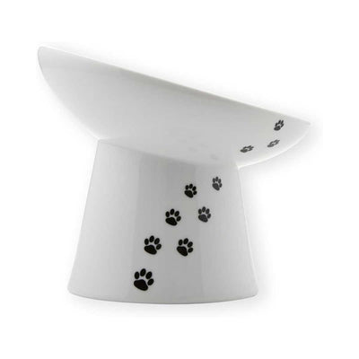 Necoichi Tilted Stress Free Raised Dog Food Bowl (White)