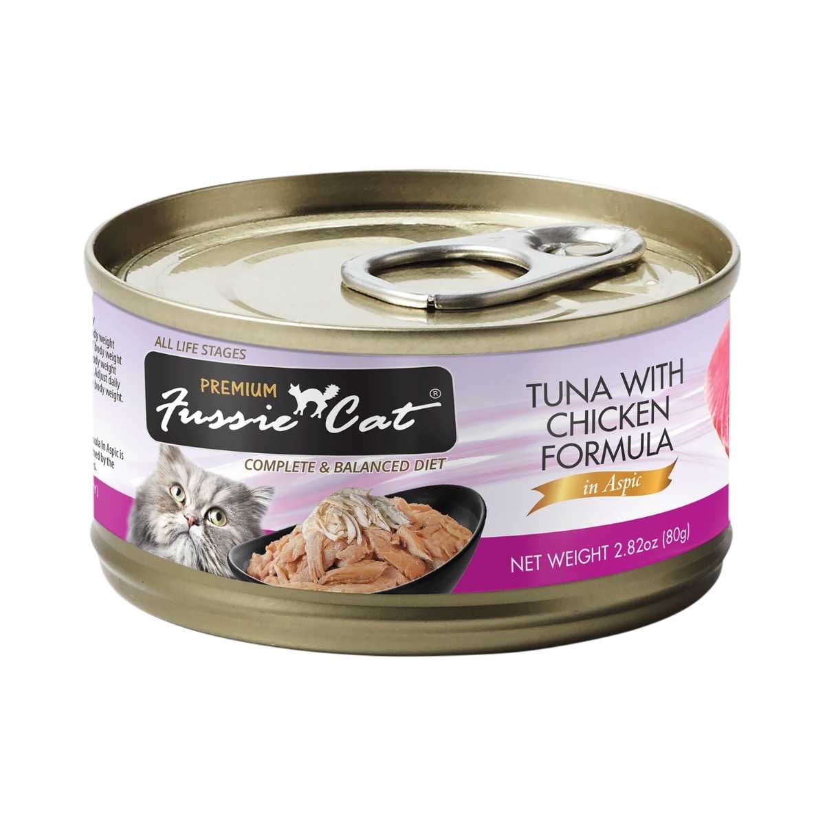 Fussie Cat Premium Tuna w/Chicken Formula in Aspic-24/2.82 oz Cans