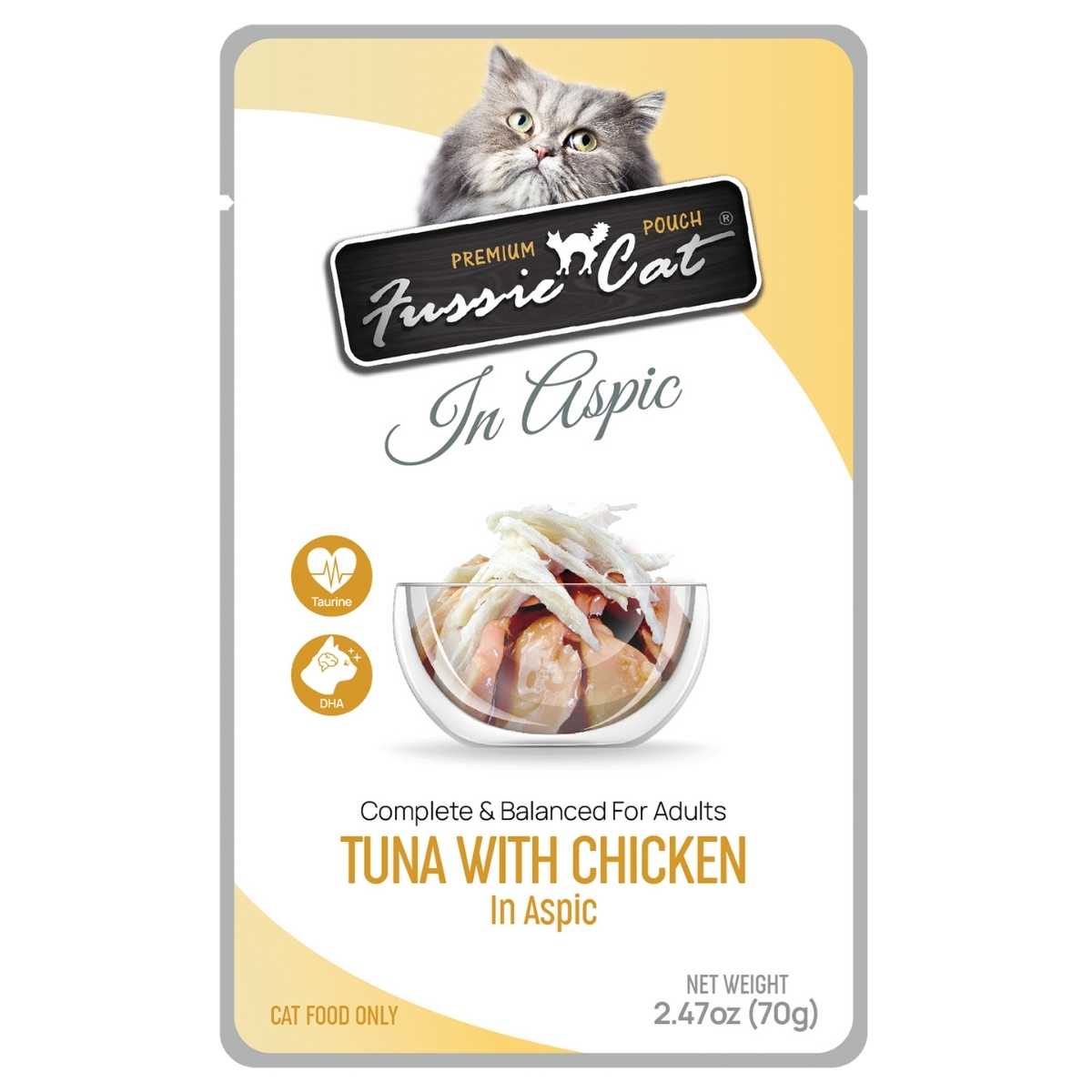Fussie Cat Premium Tuna w/Chicken in Aspic-12/2.47 oz Pouches