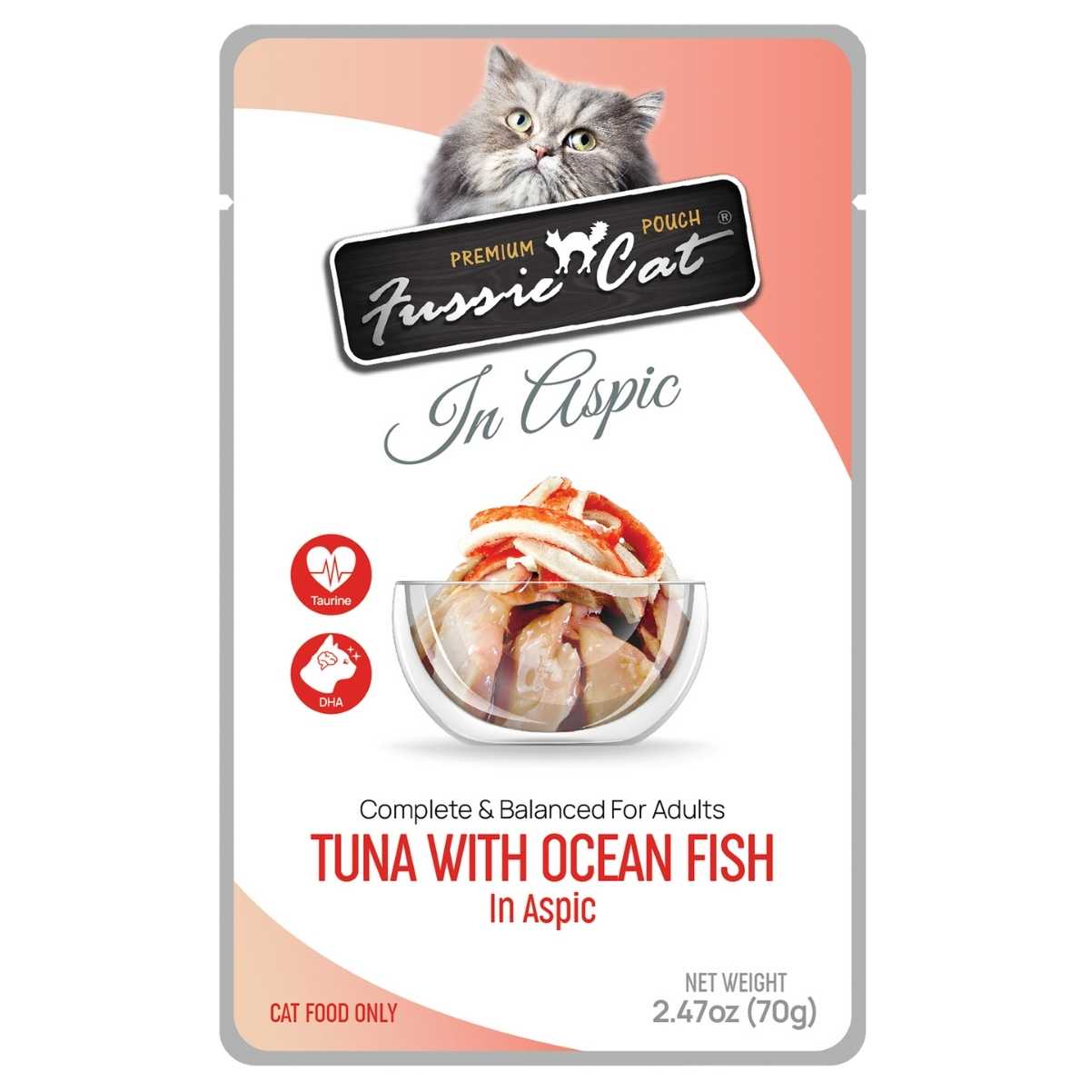 Fussie Cat Premium Tuna w/Ocean Fish in Aspic-12/2.47 oz Pouches