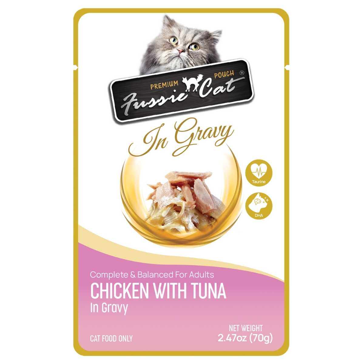 Fussie Cat Premium Chicken w/Tuna in Gravy-12/2.47 oz Pouches