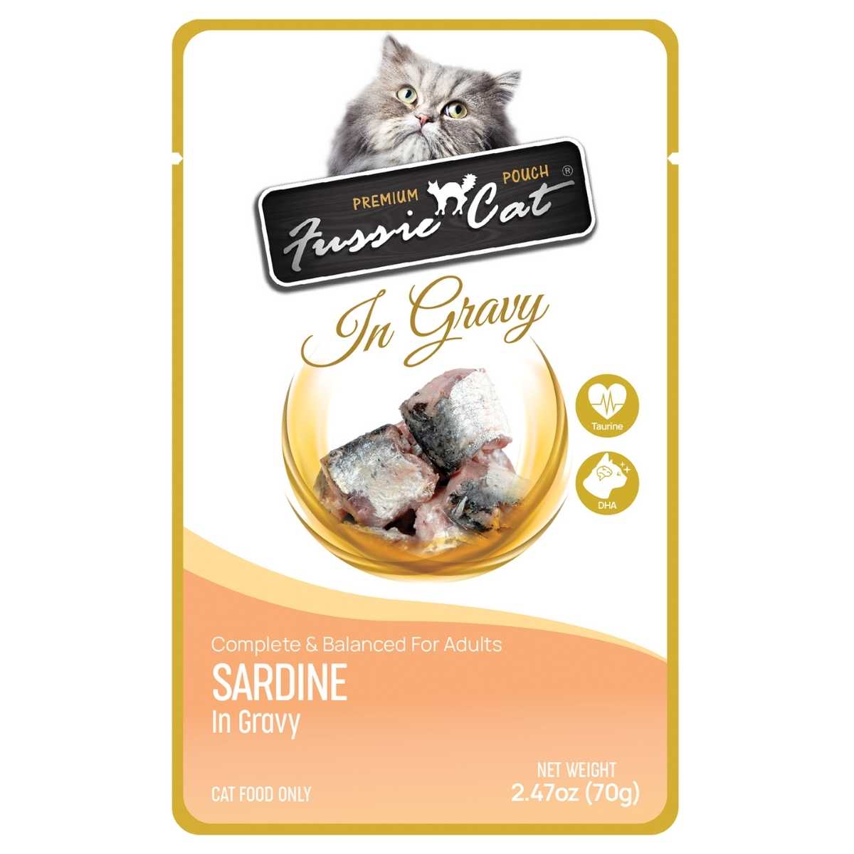 Fussie Cat Premium Sardine in Gravy-12/2.47 oz Pouches