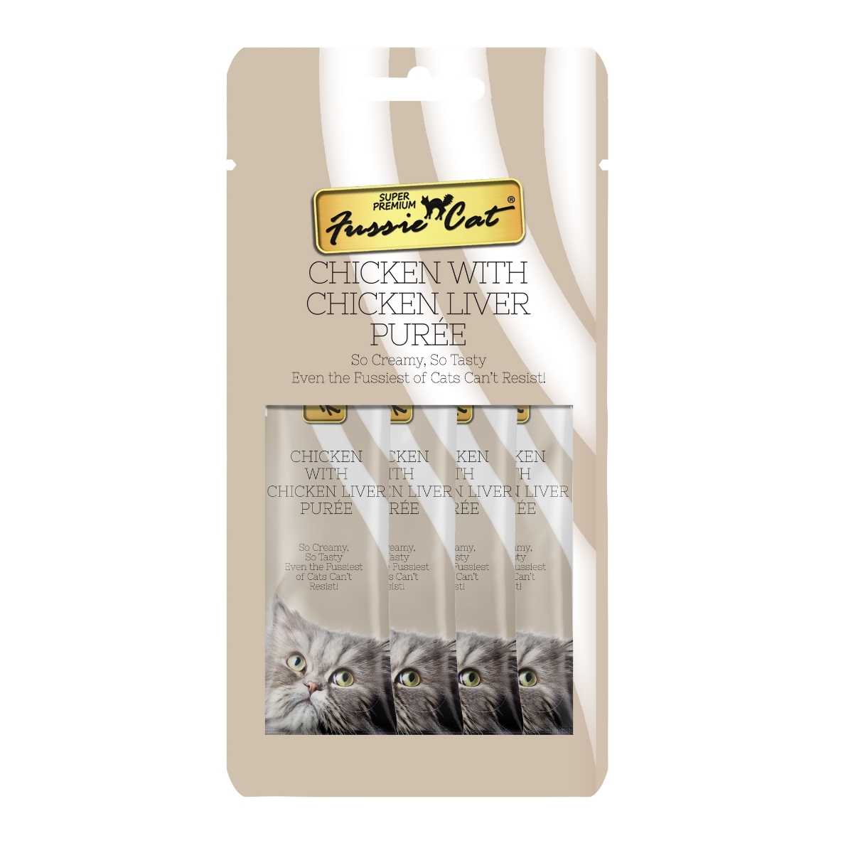 Fussie Cat Chicken/Liver Puree-4 pk/.05 oz tubes