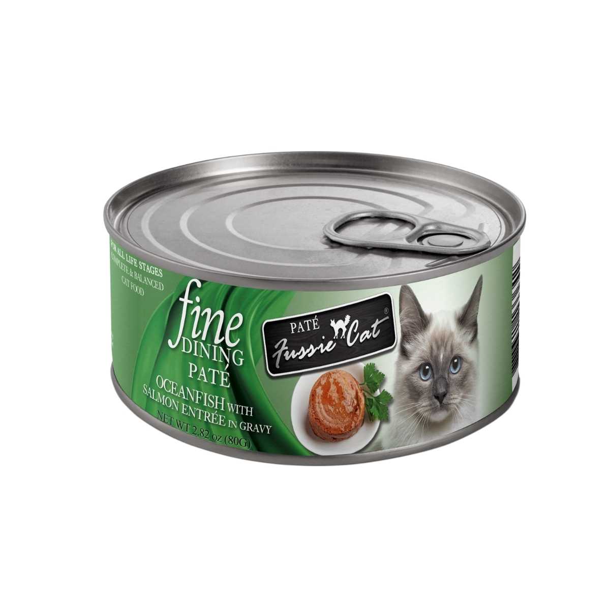 Fussie Cat Fine Dining Pate Oceanfish w/Salmon Entree-24/2.82 oz Cans