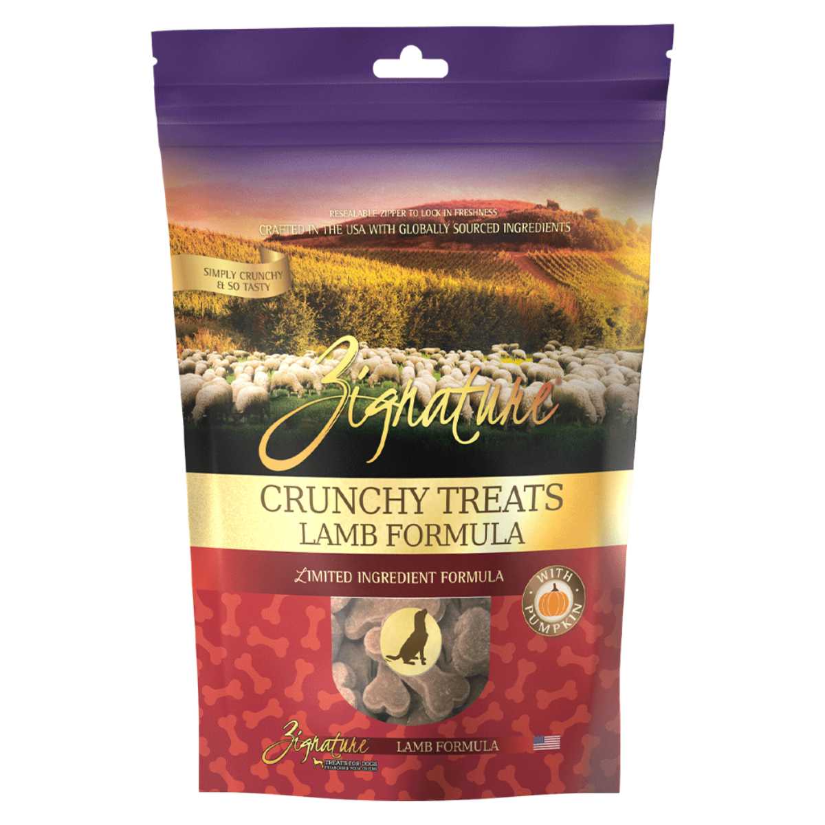 Zignature Dog Crunchy Treats Lamb Formula Biscuit Treats-12 oz Bag