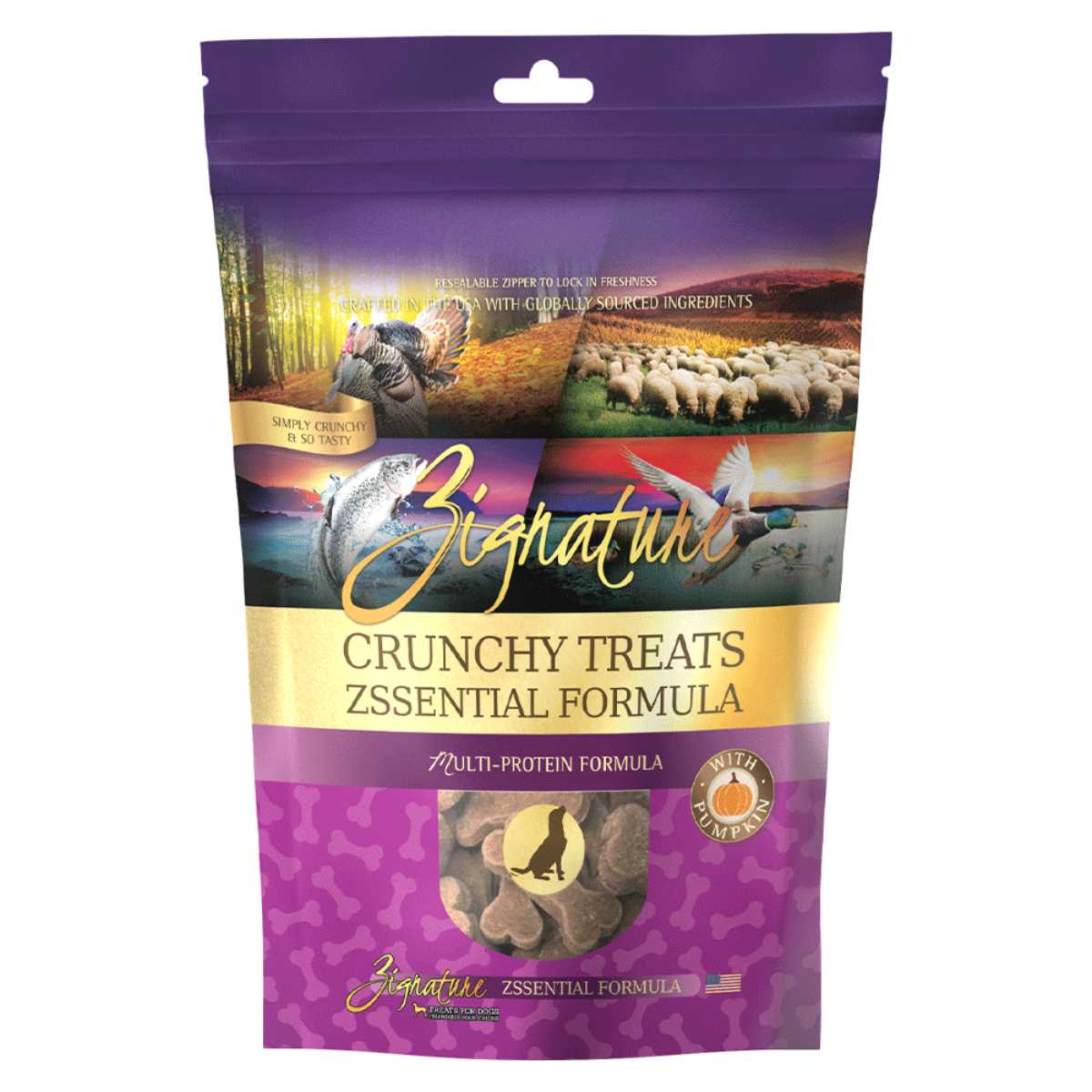 Zignature Dog Crunchy Treats Zssential Formula Biscuit-12 oz Bag