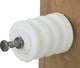 Close-up of a white Dare Triple-Groove Insulator mounted on a wooden surface.