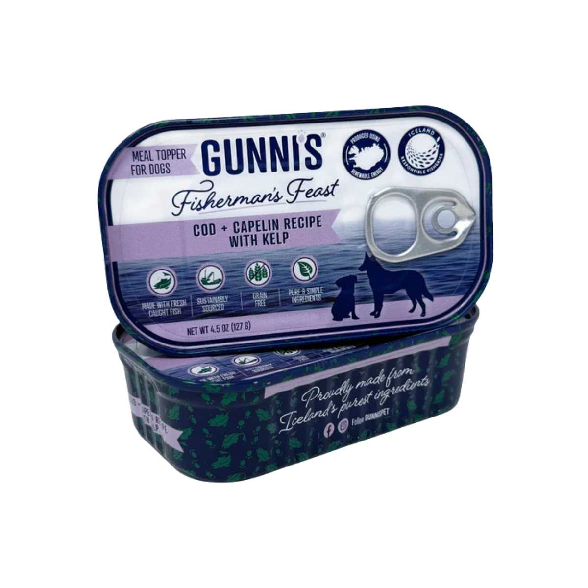 Gunni's Dog Food Topper Cod & Capelin w/Kelp-12/4.5 oz Cans