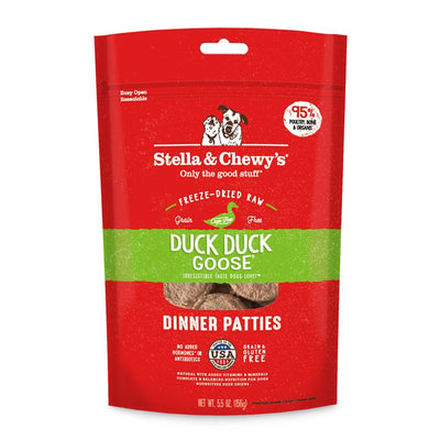 Stella & Chewy's Freeze Dried Raw Dinner Patties - Grain Free Dog Food, Protein Rich Duck Duck Goose Recipe - 14 oz Bag