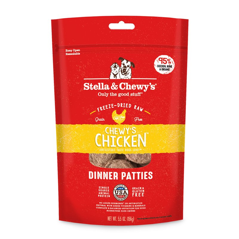 Stella & Chewy's Freeze Dried Raw Dinner Patties - Grain Free Dog Food, Protein Rich Chewyâ€™s Chicken Recipe - 25 oz Bag