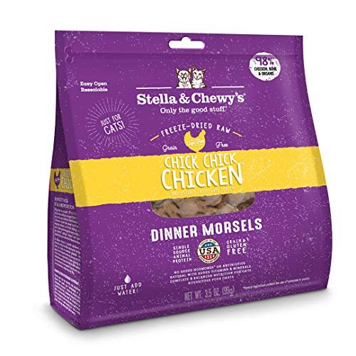 Stella & Chewy's Freeze-Dried Raw Cat Dinner Morsels - Grain Free, Protein Rich Cat & Kitten Food - Chick Chick Chicken Recipe - 3.5 oz Bag