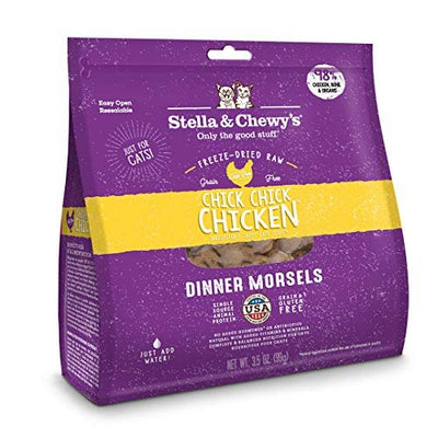 Stella & Chewy's Freeze-Dried Raw Cat Dinner Morsels - Grain Free, Protein Rich Cat & Kitten Food - Chick Chick Chicken Recipe - 3.5 oz Bag