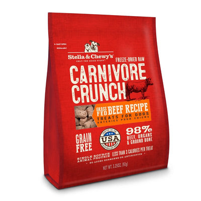 Stella & Chewy's Freeze-Dried Raw Carnivore Crunch Grass-Fed Beef Recipe Dog Treats - 3.25 oz. Bag