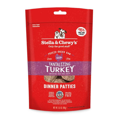 Stella & Chewy's Freeze Dried Raw Dinner Patties - Grain Free Dog Food, Protein Rich Tantalizing Turkey Recipe - 14 oz Bag