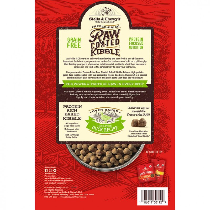 Stella Chewy 3.5# Raw Coated Duck Kibble