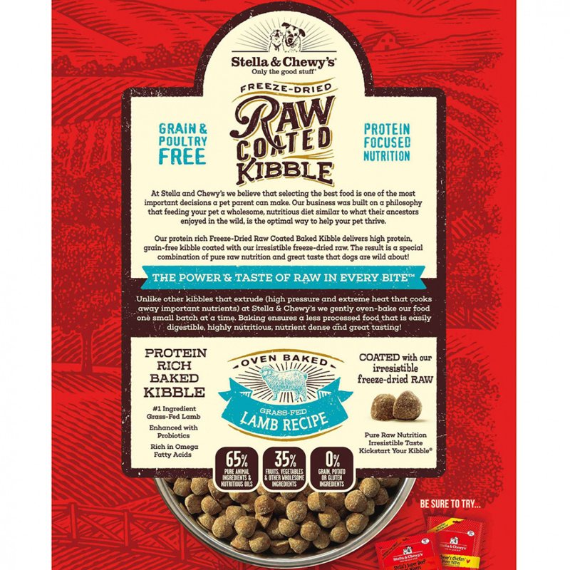 Stella & Chewy's, Grass-Fed Lamb Recipe Raw Coated Kibble Dry Dog Food, 22 Pound