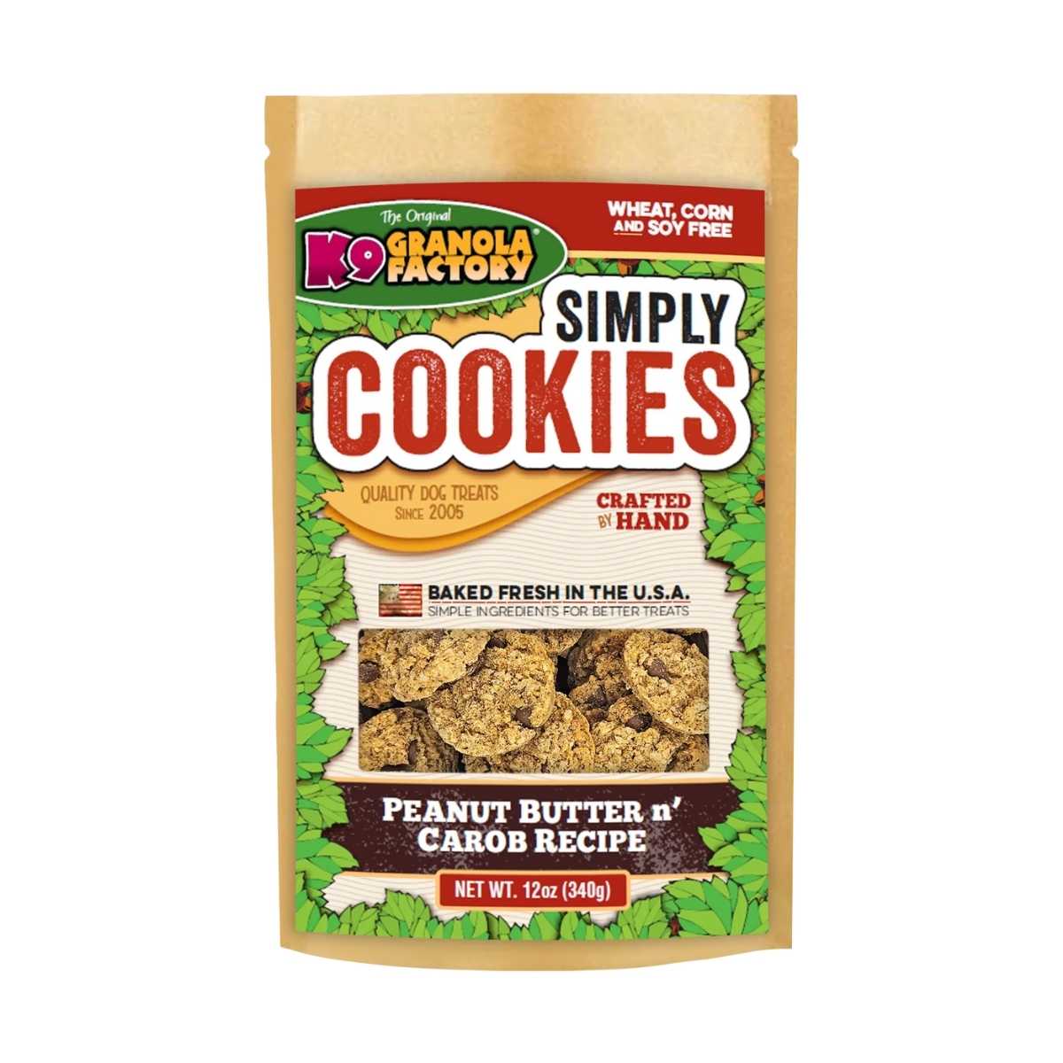 K9 Granola Simply Cookies Peanut Butter & Carob Chip-12 oz