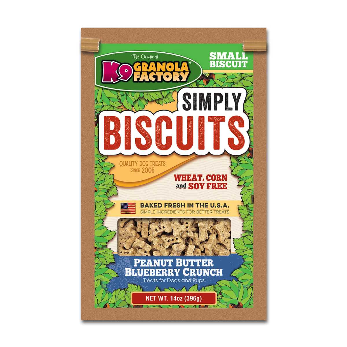 K9 Granola Simply Biscuits Peanut Butter & Blueberry Crunch, Small 14 oz